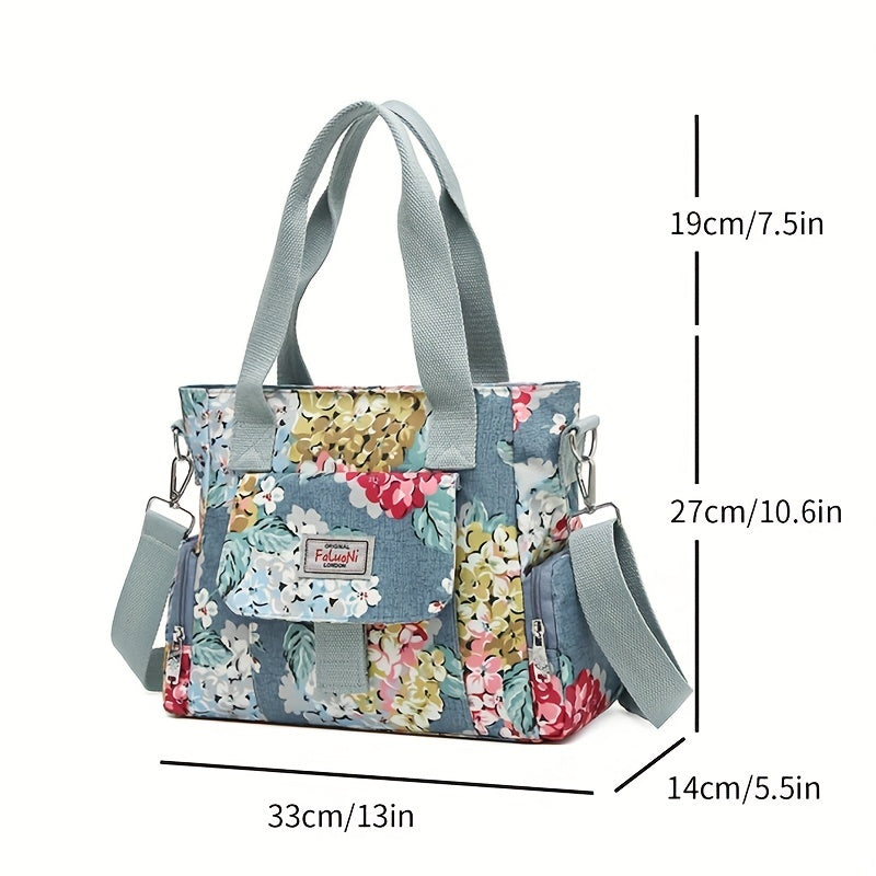 Floral Tote Bag Nylon Crossbody Handbag