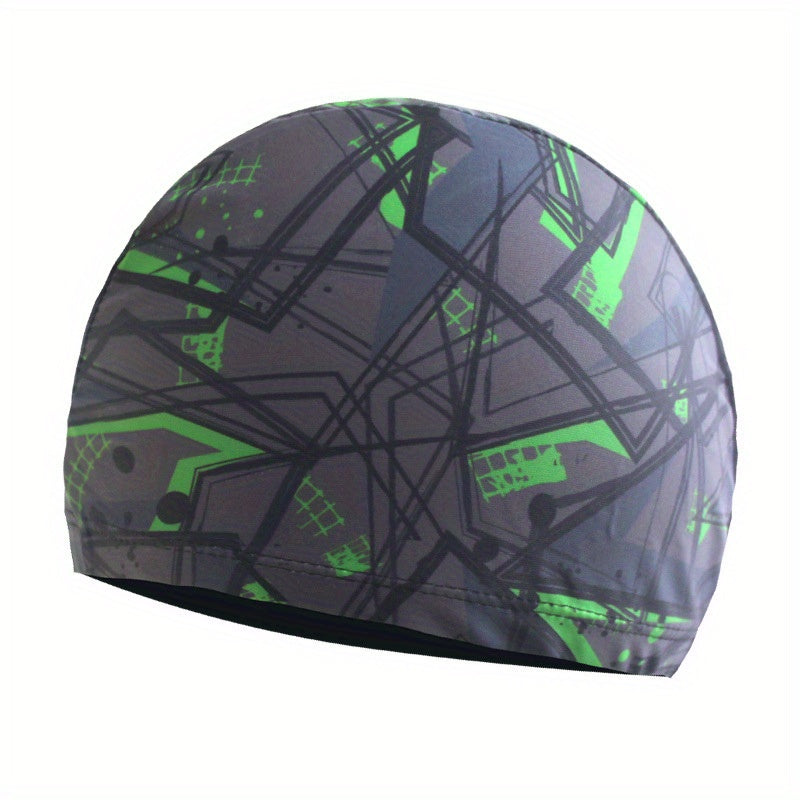 Adult Swim Caps Leaf Print Waterproof Bathing Cap for Long & Short Hair