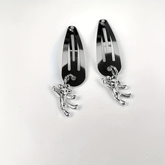 2pcs Y2K Snap Hair Clips Metal Pendant Hair Clips For Girls