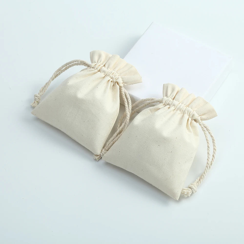 5pcs Cotton Jewelry Bags Necklace Earring Ring Pouch Wedding Party Gift Bag