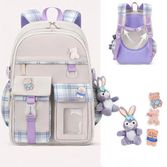 Girls Cartoon Animal Pattern Backpack Smooth Zipper School Bag