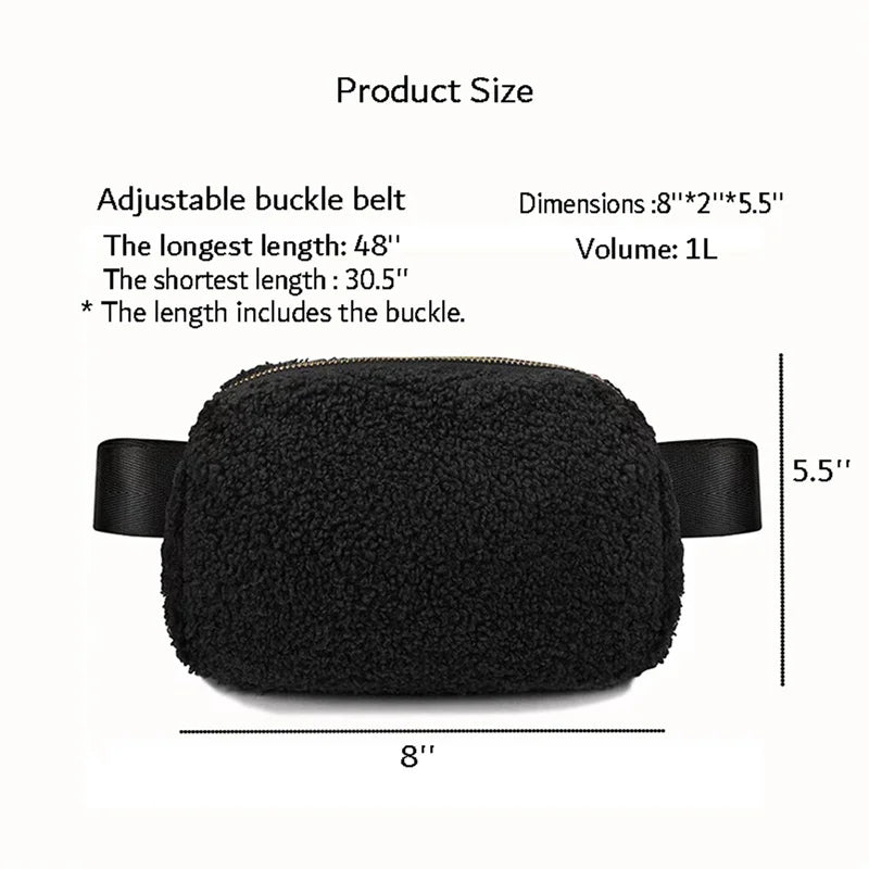 6 Colors Outdoor Waist Bag Soft Plush Fanny Pack for Men Women
