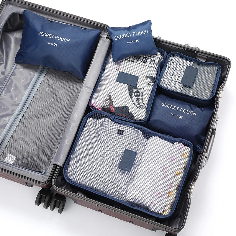 6 Pcs Waterproof Travel Clothes Storage Bags Portable Luggage Organizer Pouch