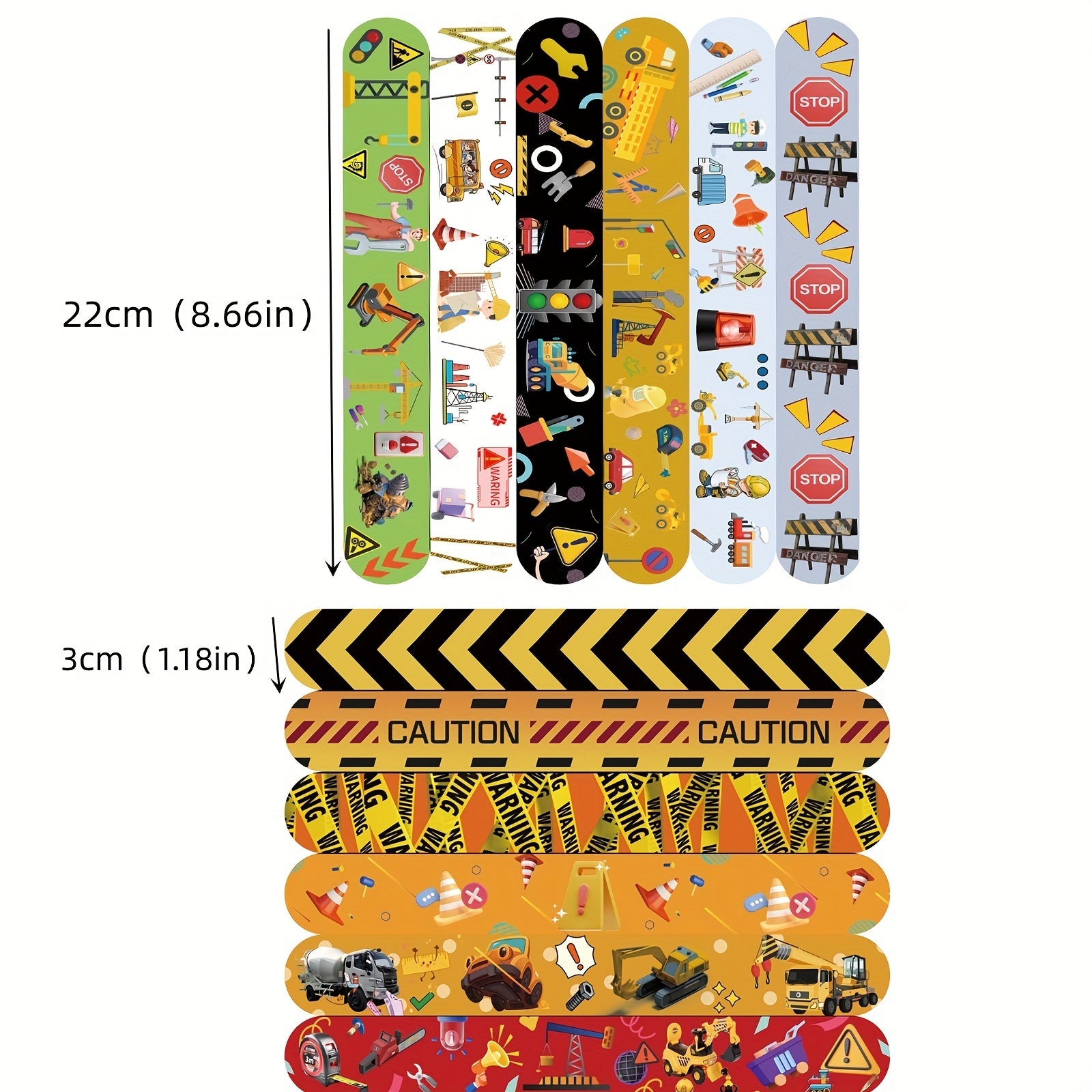 12pcs Construction Slap Bracelets Kids Birthday Party Supplies
