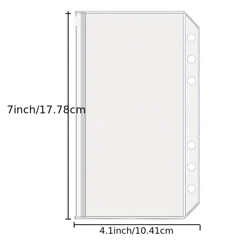 30pcs A6 Binder Pocket 6 Holes Budget Envelopes Clear Zipper Ring Bag