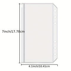 30pcs A6 Binder Pocket 6 Holes Budget Envelopes Clear Zipper Ring Bag