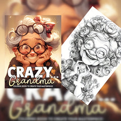 Crazy Grandma Coloring Book 24 Pages 100gsm Thick Paper Relaxing Art Gift
