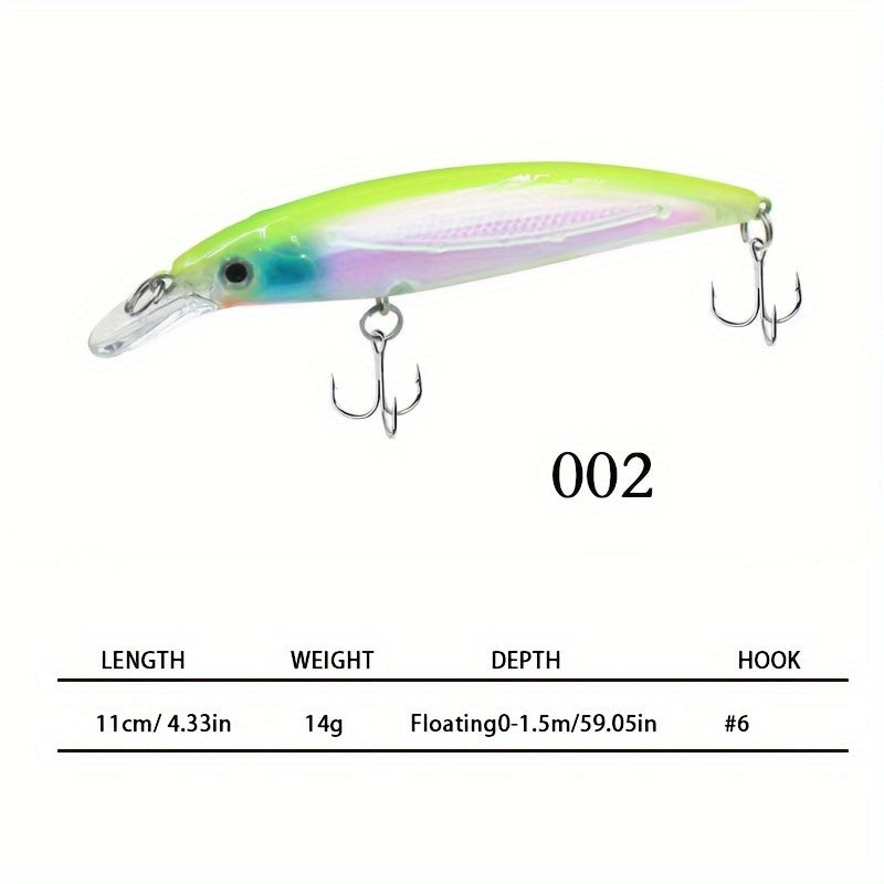 1pc 14g Floating Bionic Minnow Lure Hard Bait With Treble Hook