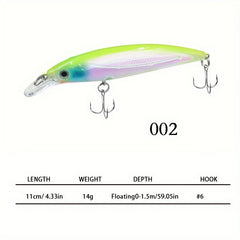 1pc 14g Floating Bionic Minnow Lure Hard Bait With Treble Hook