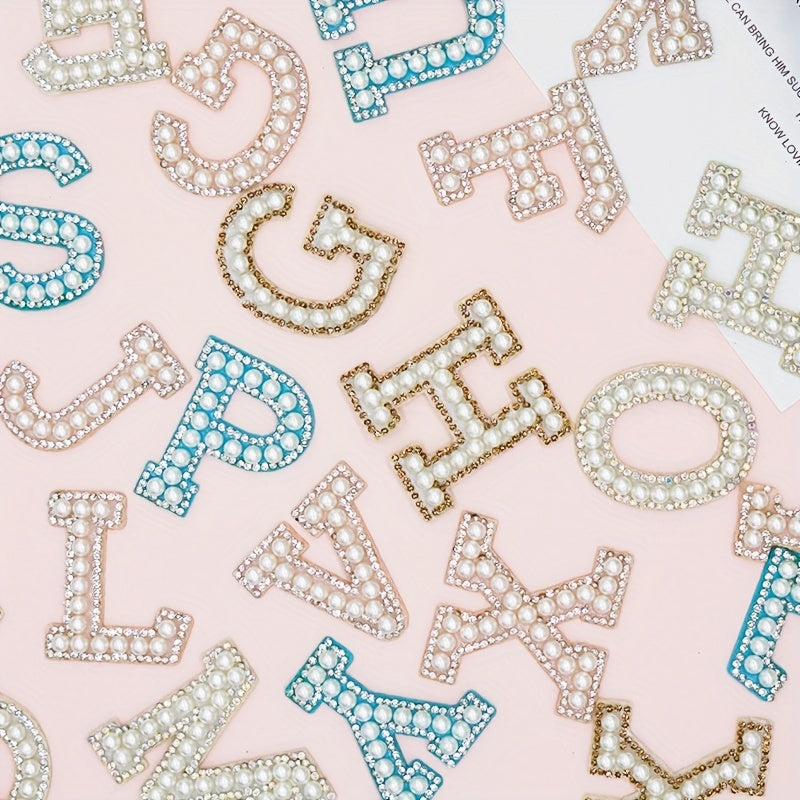 26pcs Faux Pearl English Letter Stickers for Clothes Decorative Patches