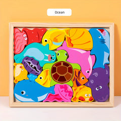Wooden 3D Puzzle Set for Kids Educational