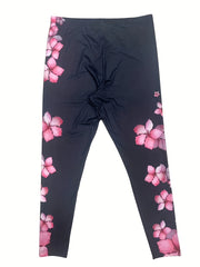  Floral Print High Rise Stretch Leggings