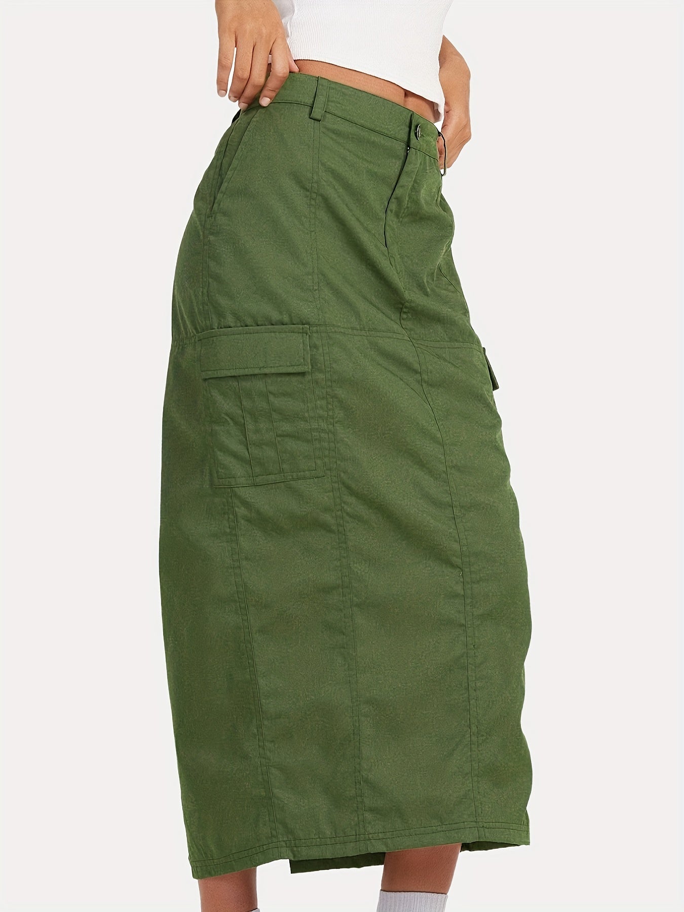 High Rise Cargo Denim Dress Solid Y2K Vintage Style Women's Clothing