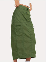 High Rise Cargo Denim Dress Solid Y2K Vintage Style Women's Clothing