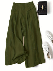Women's Plus Elastic Wide Leg Pleated Pants