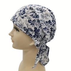 Floral Print Triangle Turban Cap Vintage Cotton Bandana Women Head Wrap