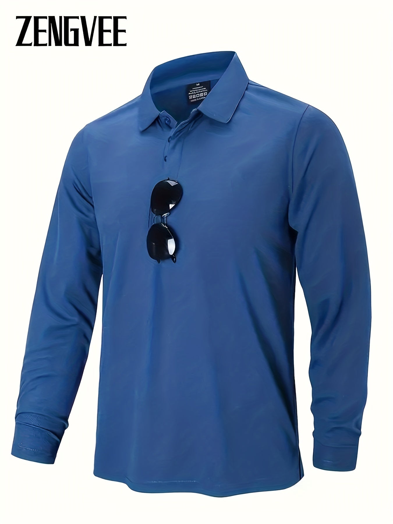ZENGVEE Men's Quick Drying Long Sleeve Performance Golf Shirt