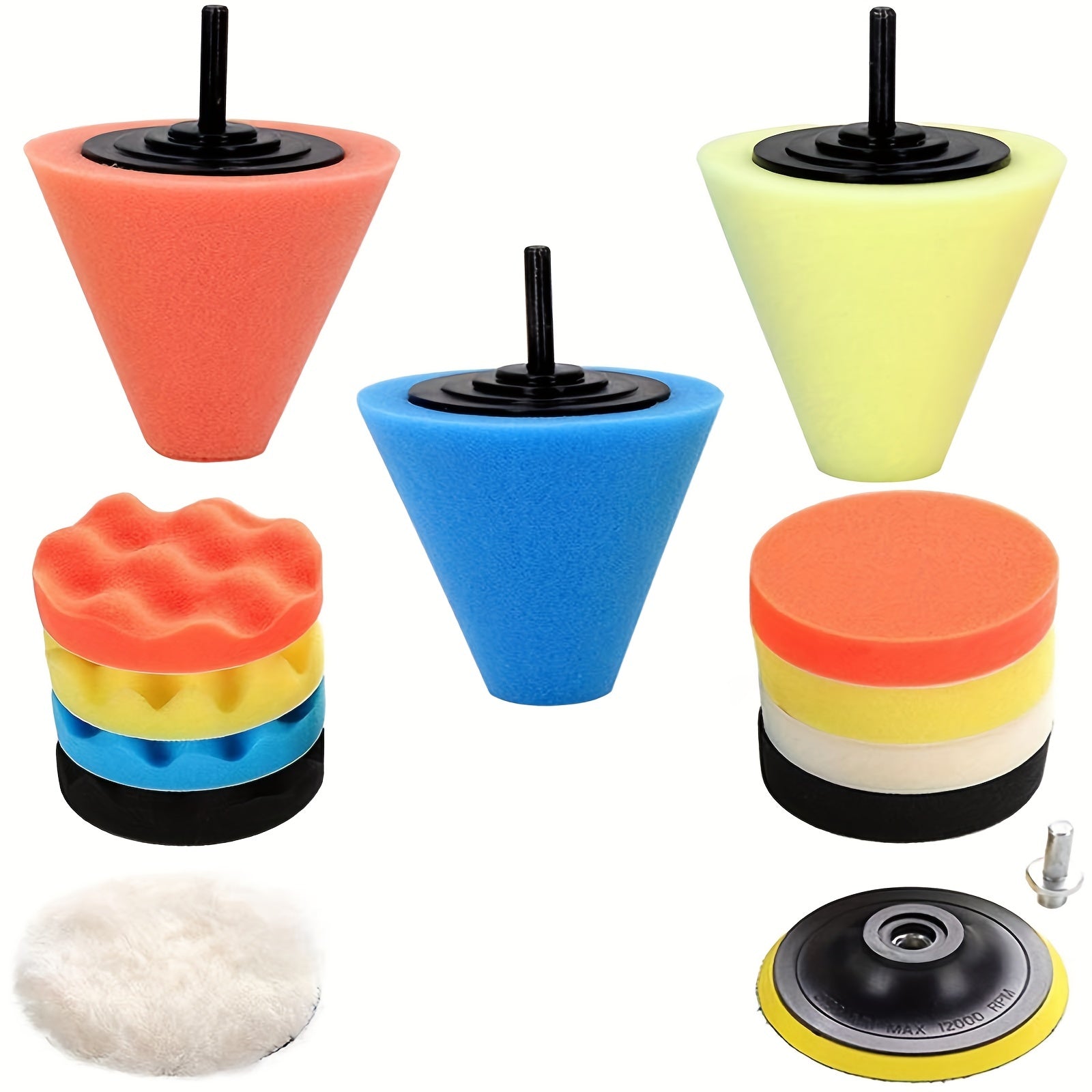 14pcs Car Buffers & Polishers Kit For Drill Foam Ball Metal Plastic Glass
