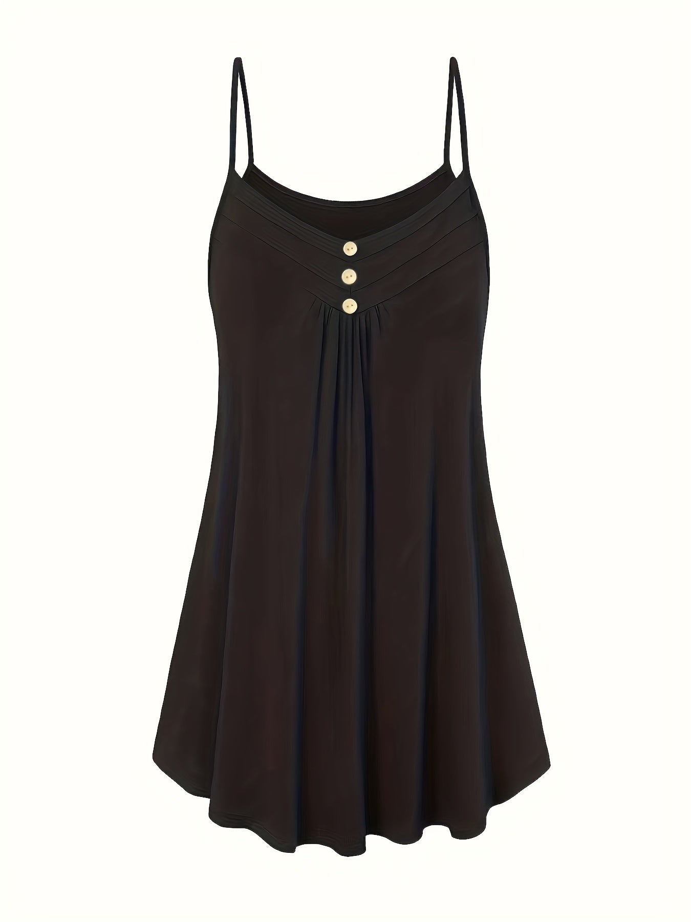  Ribbed Button Round Neck Cami Top