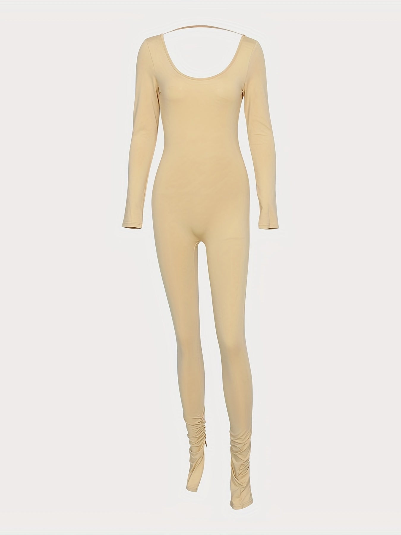 Open Back Flare Leg Jumpsuit Sexy Squared Neck