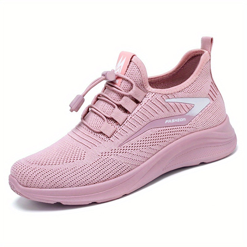 Women's Mesh Panel Flatform Sneakers Lace Up Low Round Toe Breathable Shoes