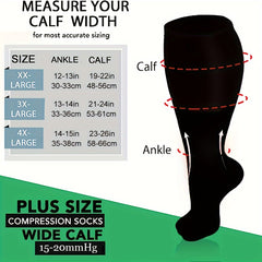 3 Pairs Copper Compression Socks 20-30 mmHg Knee High Wide Calf Support