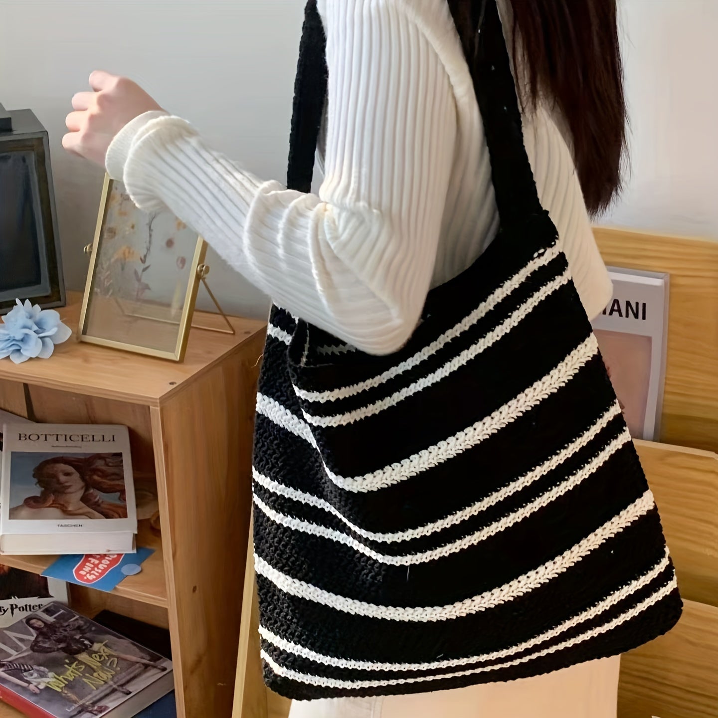 ColorBlock Shoulder Bag Striped Woven Bag - Perfect Tote Bag