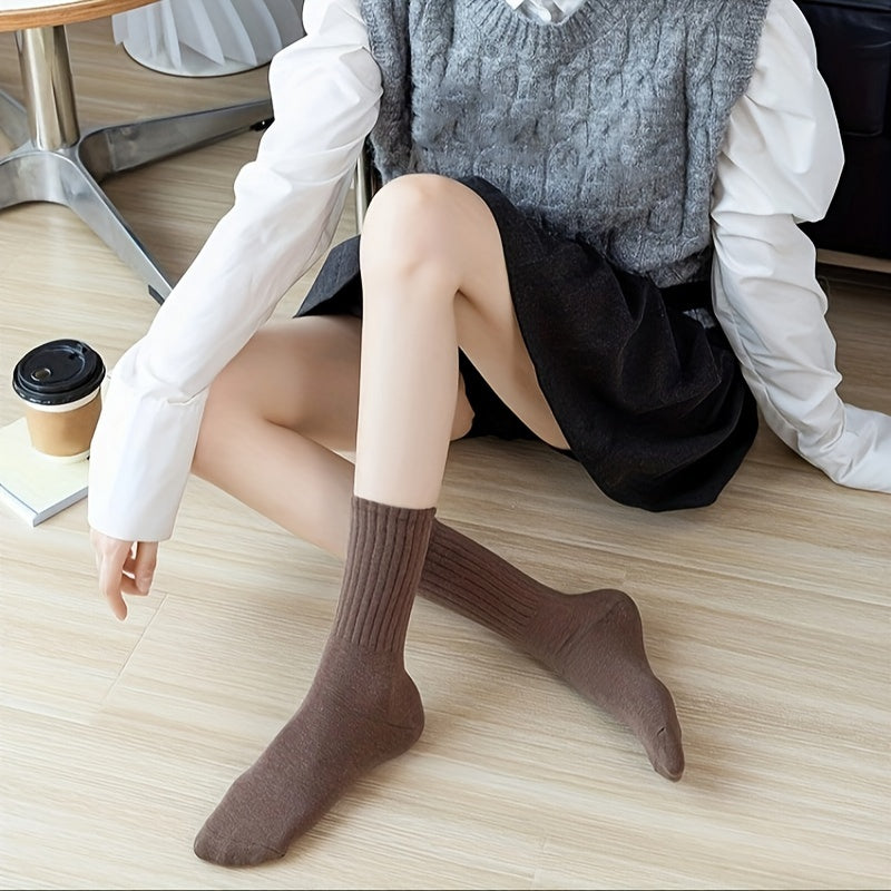 9 Pairs Solid Socks Comfy & Breathable Women's Stockings