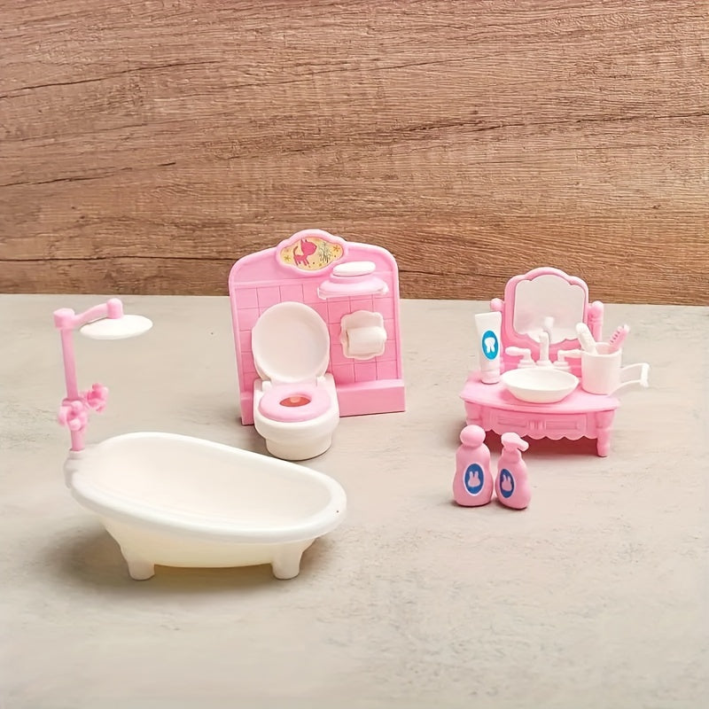 1:12 Dolls House Kitchen Bedroom Bathroom Playset
