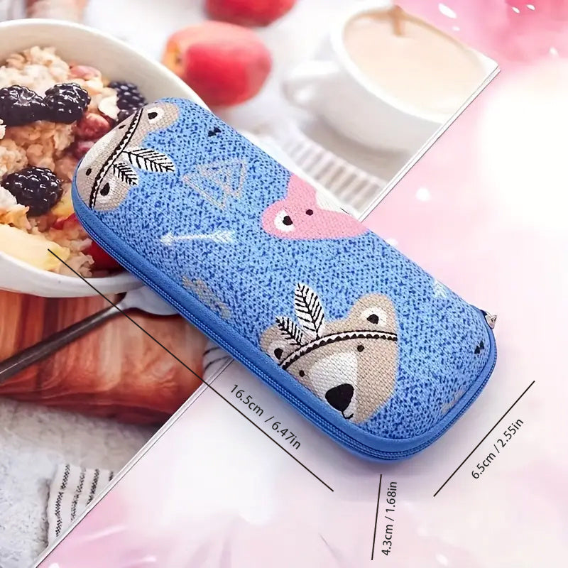 Cartoon Owl Bird Bear Print Glasses Case Sunglasses Zipper Case