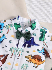 2pcs Dinosaur Shirts & Bow Tie Set for Boys