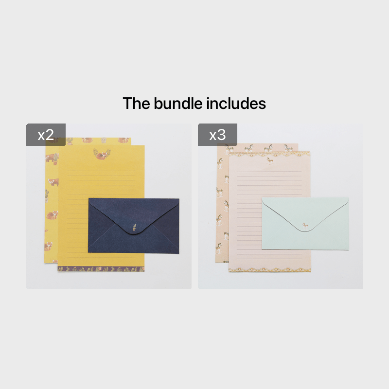 Stationery Paper and Envelopes Set, 6Pcs Paper, 3Pcs Envelopes, Writing Letters