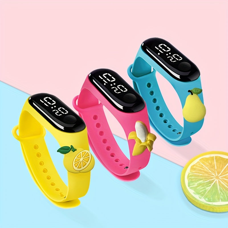 3pcs Fruit Garden Electronic Watch Gift Set for Students