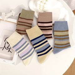 Classic Striped Crew Socks for All-Day Comfort