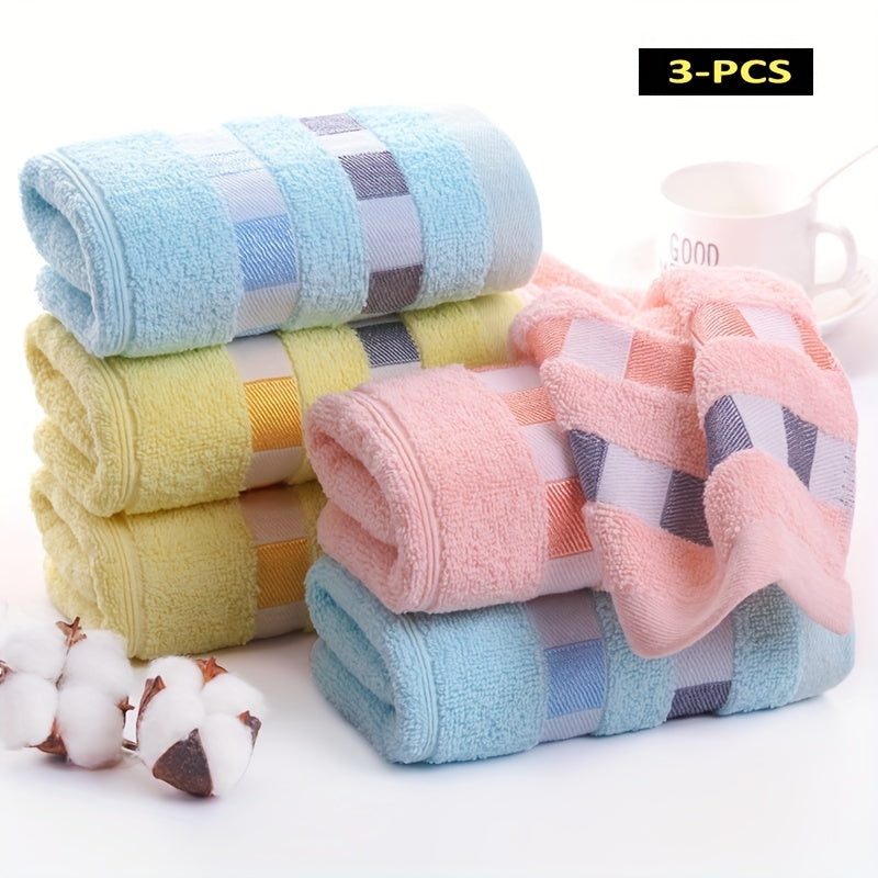 3pcs Absorbent Cotton Face Wash Towel for Adults - Bathroom Accessory