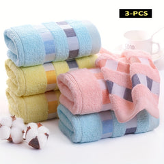 3pcs Absorbent Cotton Face Wash Towel for Adults - Bathroom Accessory