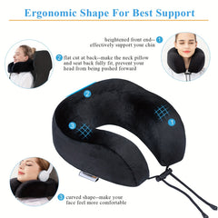 Memory Foam Travel Neck Pillow with Adjustable Support