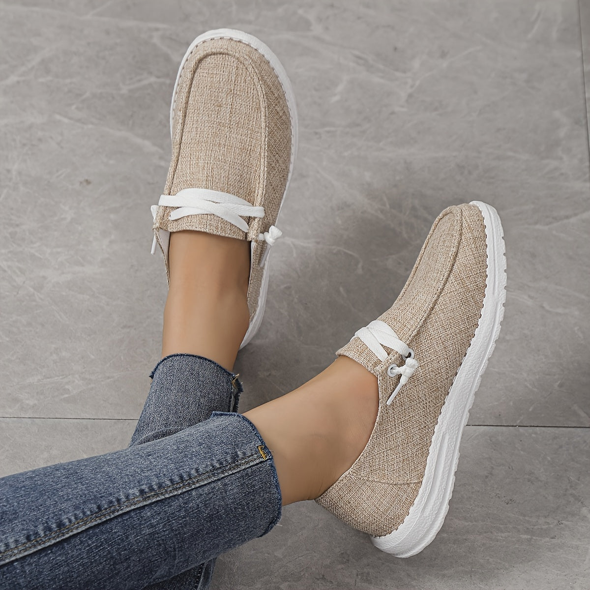 Women's Lightweight Canvas Sneakers Lace Up Low Top Loafers