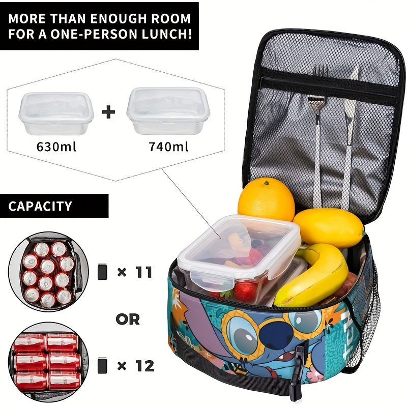 Stitch Insulated Lunch Bag - Portable Lunch Box for School Work Picnics Travel