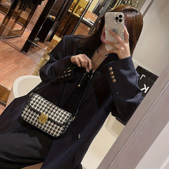 Women's Houndstooth Underarm Bag Lightweight Turn Lock Armpit Bag