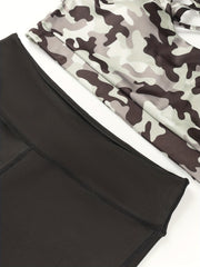  Camo Criss Cross Bra & Mesh Leggings Set