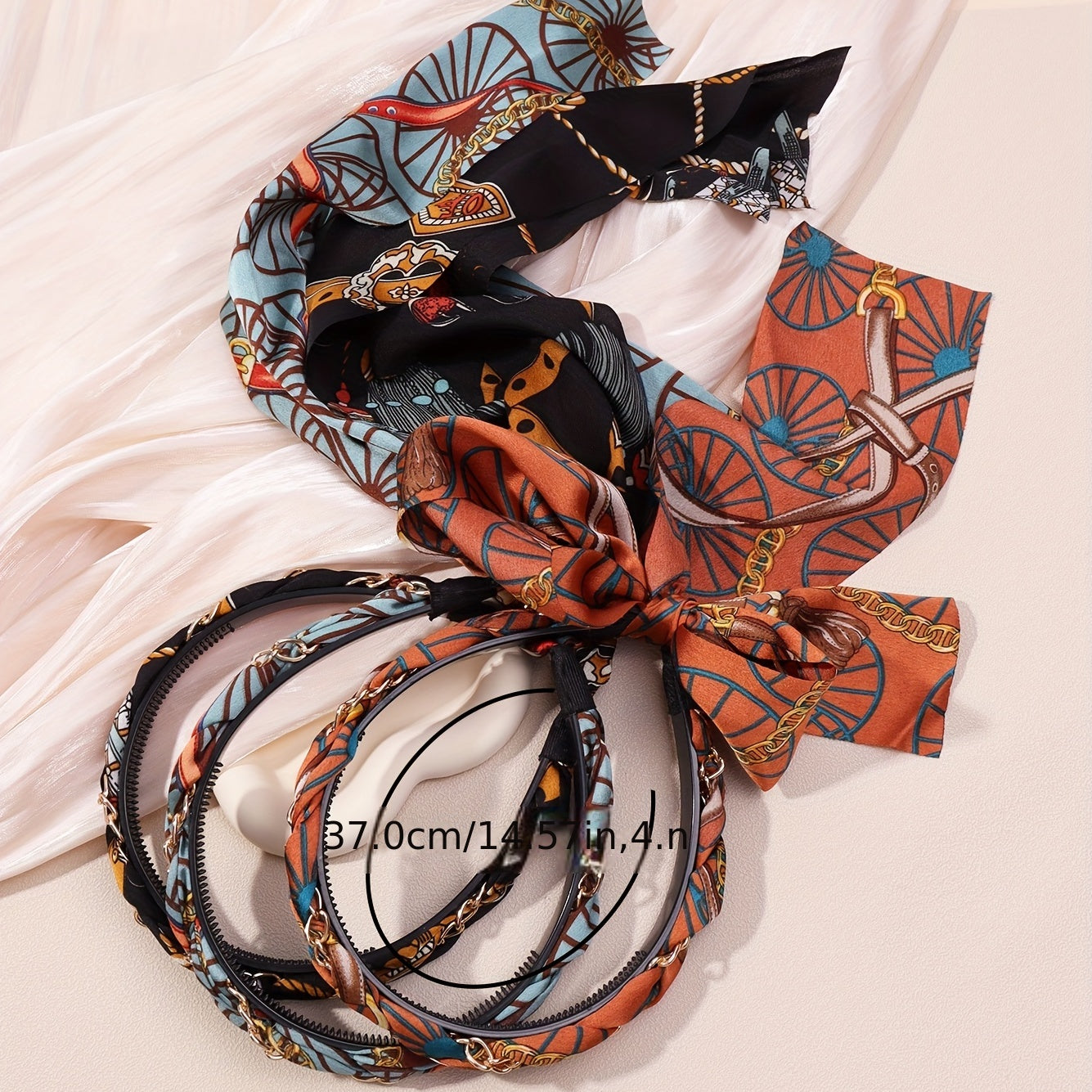 Satin Fabric Headband Retro Ribbon Hair Band Non Slip Hair Hoop Access