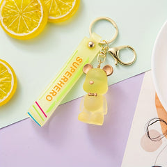Crystal Bow Knot Bear Keychain Car Key Accessories Couple Bag Pendant
