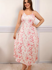  Smoothing Floral Print V Neck Cami Sleep Dress