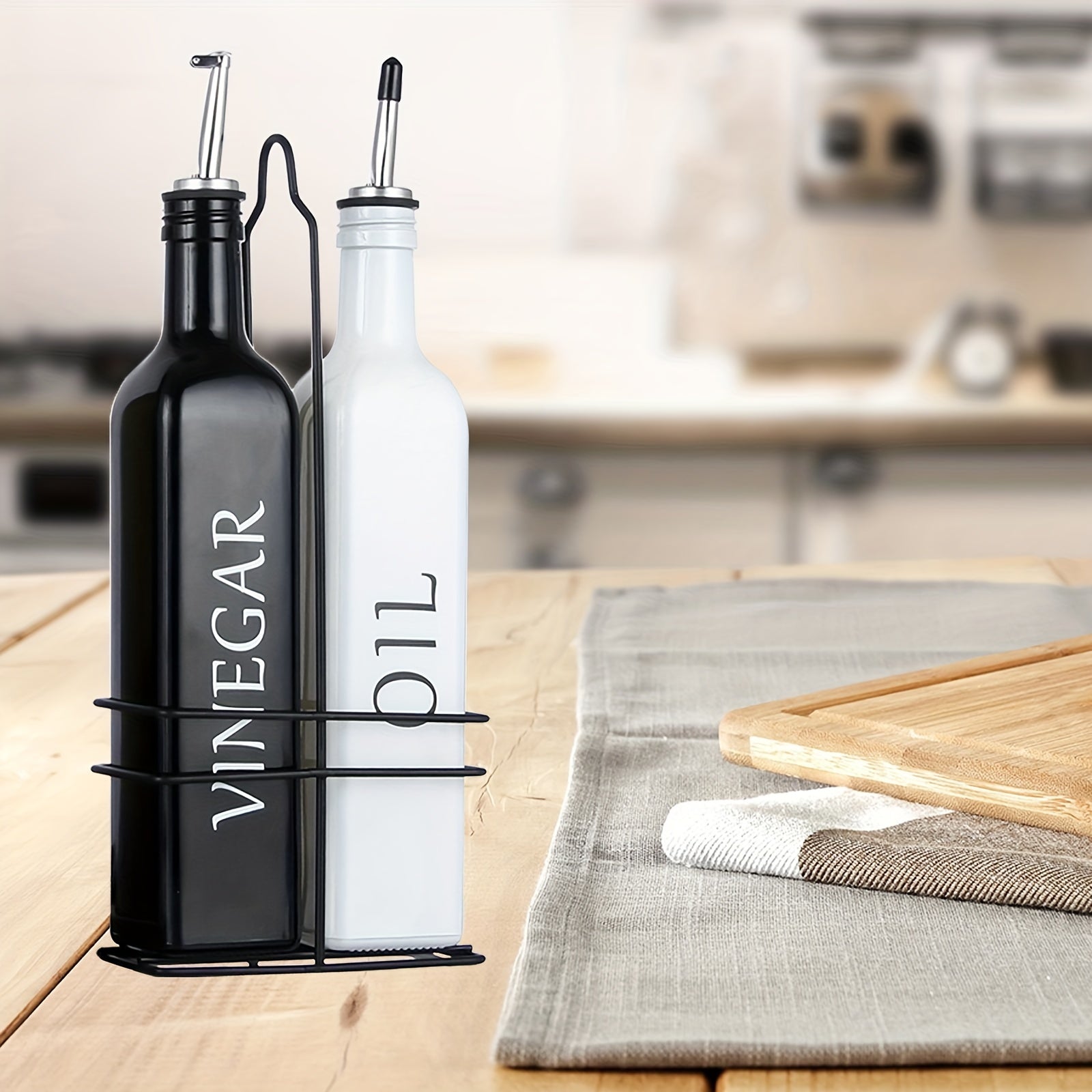Ceramic Olive Oil & Vinegar Dispenser Set 17oz Kitchen Seasoning Bottle