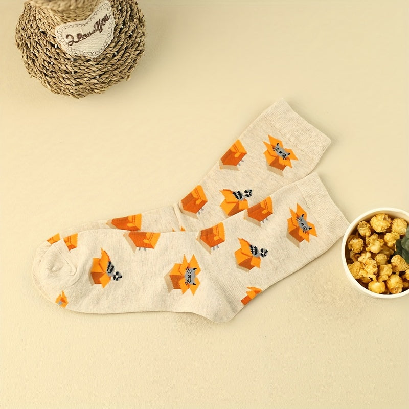 Cartoon Cat Print Socks Women's Stockings