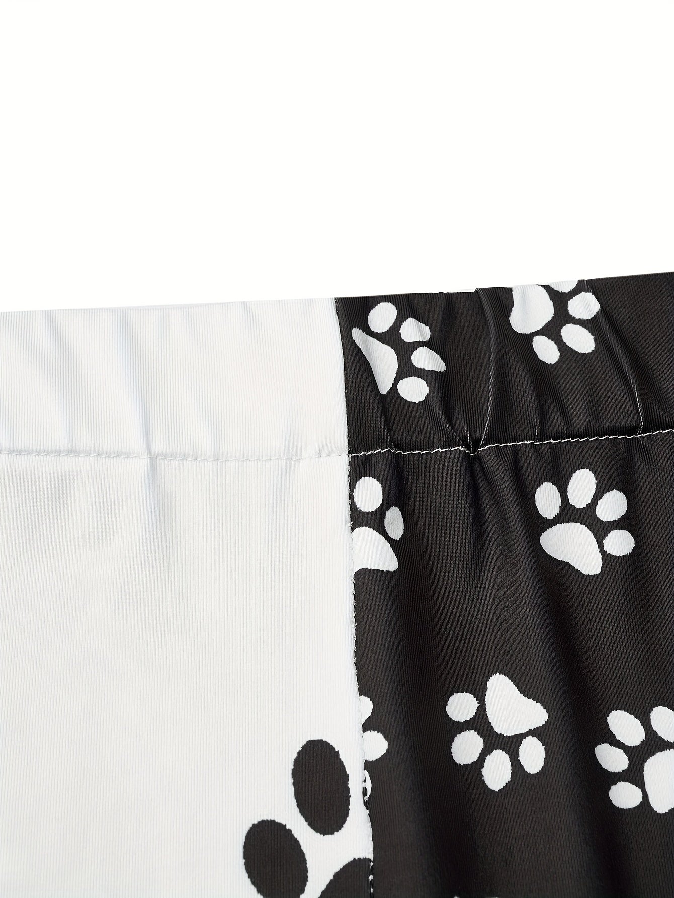  Colorblock Paw Print High Rise Skinny Trousers