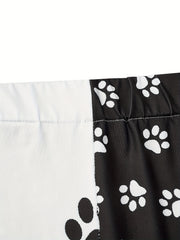  Colorblock Paw Print High Rise Skinny Trousers
