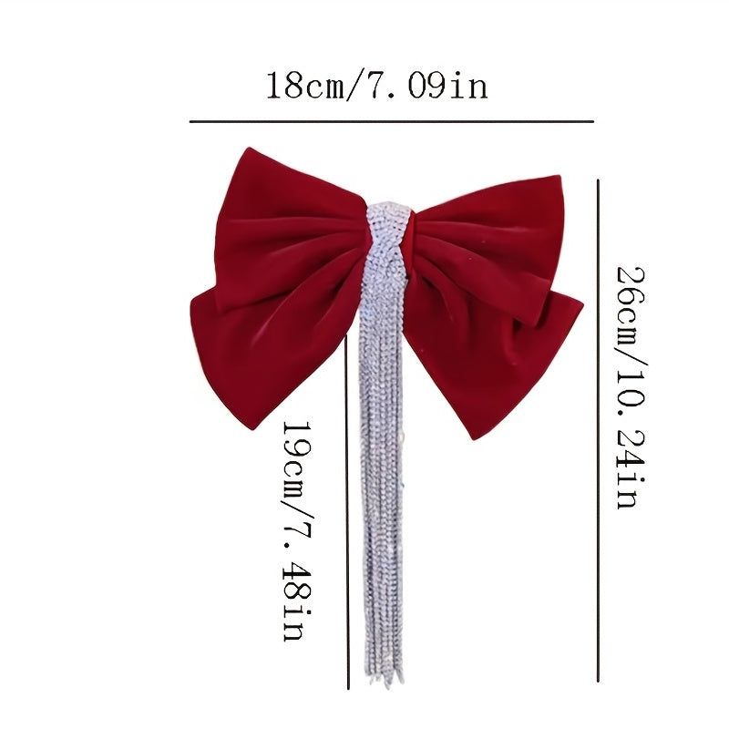 Rhinestone Tassel Bow Hairpin Sparkling Hair Accessories