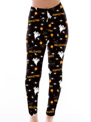  Allover Ghost & Slogan Print High Rise Leggings